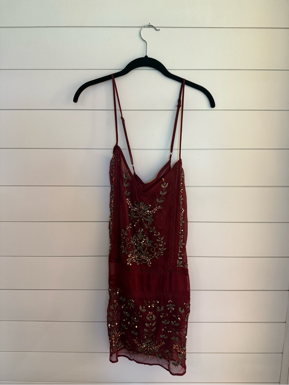 Free People Embellished Wine Evening Dress